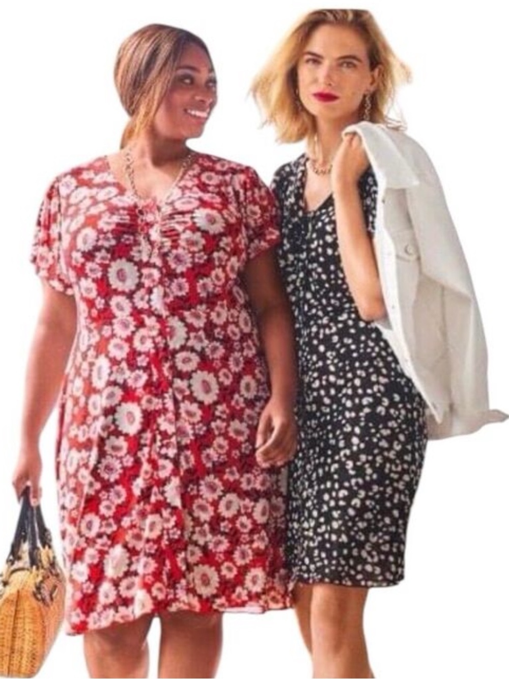 CABI Gemini Dress Reversible Duster Style#6577 Size Medium‎ Red Floral/Black Dot